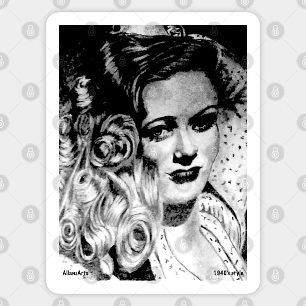 Retro 1940's hairstyle Sticker by AllansArts